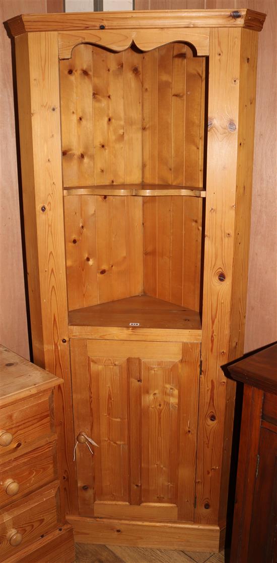 A pine corner cupboard, W.76cm